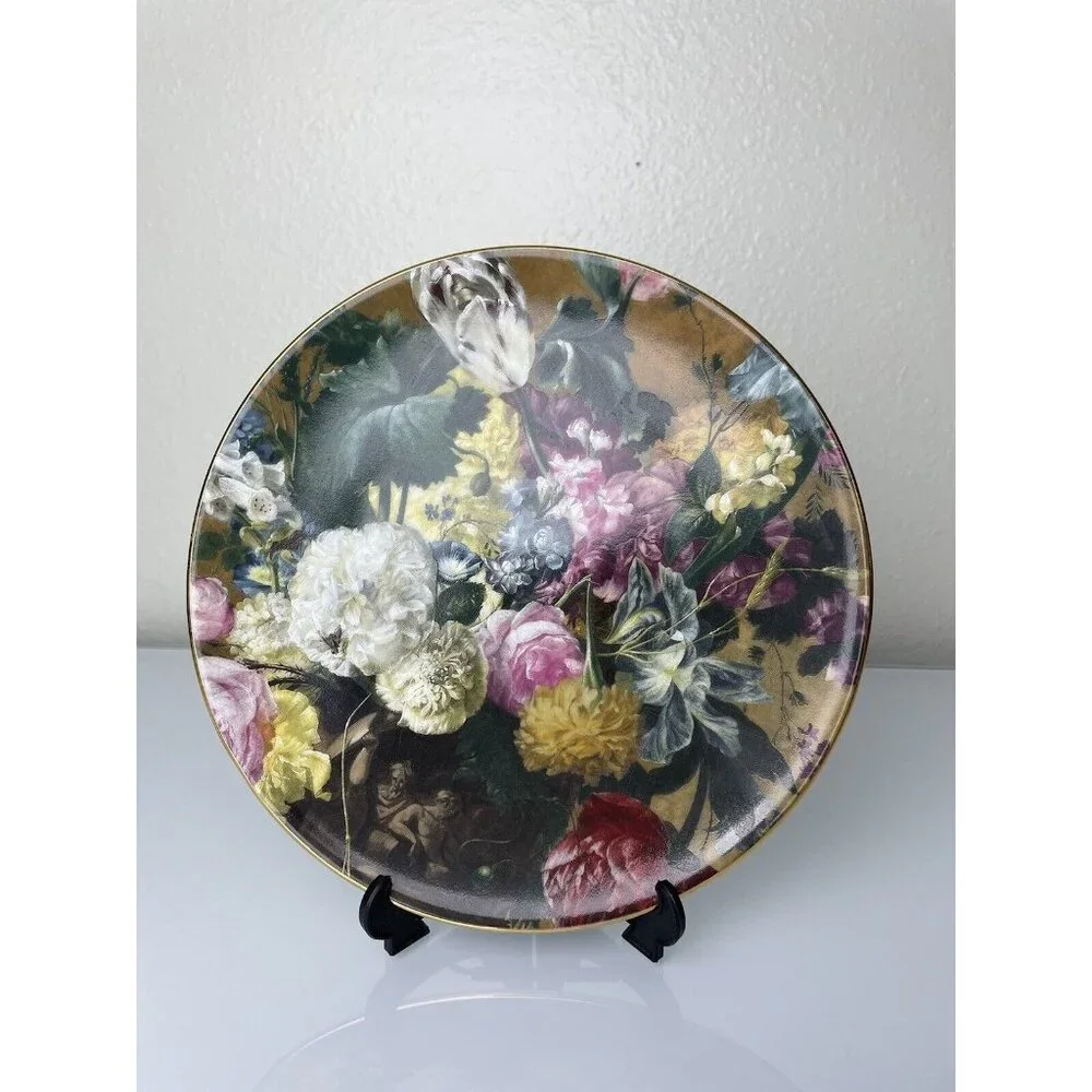 Porcelaine LG C. Limoges Dec. a la main Fully Decorated Floral Plate, Wall Decor